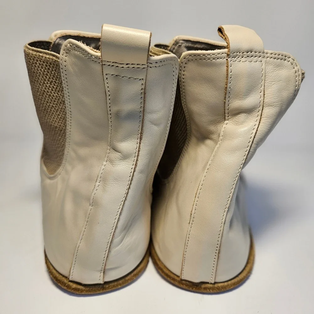 Aintap Barefoot Chelsea‎ Boots Cream Leather Handmade Men 45 Grounding Sole